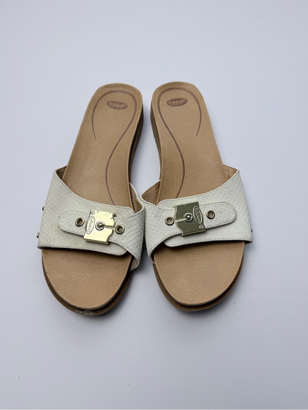 Dr. Scholl’s Original Collection White Slide Sandals Size 10M Women’s Shoes